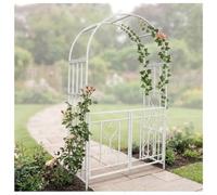Arche Décorative pour Jardin, Treillis pour Plantes Roses Vignes avec Porte, 115x210x52cm Arche De Tonnelle Autoportante pour Entrée Cour, Assemblage Facile Stable(White)