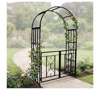 Arche Décorative pour Jardin, Treillis pour Plantes Roses Vignes avec Porte, 115x210x52cm Arche De Tonnelle Autoportante pour Entrée Cour, Assemblage Facile Stable(Black)