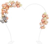 Arche en forme de cœur, arche de mariage en métal, fond blanc, cœur décoré de fleurs (265 x 55 x 235 cm)