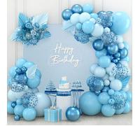 Arche Guirlande Ballon Bleu, 110Pcs Kit Ballon Bleu Et Bleu Métallisé Avec Ballons Confettis Bleus Pour Decoration Anniversaire Fil