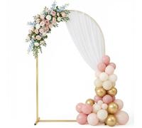 TERRE JARDIN Arche Mariage Métal Doré 220 x 120 cm - Support Décoration Cérémonie - Arche Ballon et Fleur pour Mariage, Anniversaire et Événement