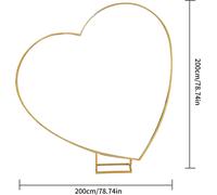 Arche métallique - Support d'arrière-plan pour mariage - En forme de cœur - 2 x 2 m - Structure robuste - Pour le jardin, les mariages, les anniversaires - Couleur dorée