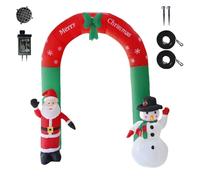 Arche Noël - Décoration Lumineuse de 2,40 m avec Père Noël et Bonhomme de Neige,Arche Gonflable pour Les Fêtes de la Fin de l'Année | pour Jardin Cour Patio