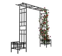 Arche Relaxdays, bacs à Plantes, métal, 2 Types de Toit, Arche Robuste pour Plantes grimpantes, Noir