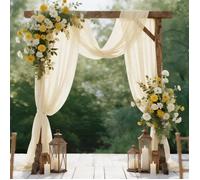 Arche tenture mariage - 1 pièce, beige, tulle élastique 75x600 cm - pour cérémonie, fête Cuneary