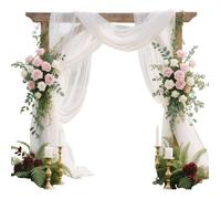 Arche Tenture Mariage, 75 x 600 cm Voilage Arche Mariage, Rideau en Tulle Blanc, Tissu Drapé en Tulle Extensible, pour