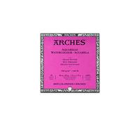 Arches 1795071 Bloc de 20 feuilles de papier aquarelle (20 x 20 cm, encollé sur les 4 côtés, satiné 300 g/m²), blanc naturel