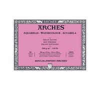Arches 1795075 Bloc de papier aquarelle (36 x 51 cm, encollé sur les 4 côtés, satiné 300 g/m²), 20 feuilles blanc naturel