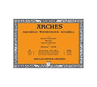 Arches 1795088 Bloc de 20 feuilles de papier aquarelle (36 x 51 cm, encollé sur les 4 côtés, grain grossier 300 g/m²) Blanc naturel