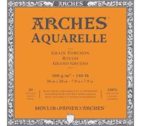 ARCHES Aquarelle - Bloc 20 feuilles 20x20 collé 4 côtés - 300g/m² - grain torchon, blanc naturel, 4 bords francs
