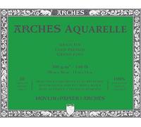 ARCHES Aquarelle - Bloc 20 feuilles 28x36 collé 4 côtés - 300g/m² - grain fin, blanc naturel, 4 bords francs