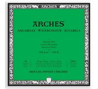 ARCHES Aquarelle - Bloc 20 feuilles 31x31 collé 4 côtés - 300g/m² - grain fin, blanc naturel, 4 bords francs
