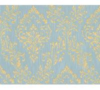 Architects Paper papier peint baroque Metallic Silk papier peint avec ornements papier peint textile or bleu vert 10,05 m x 0,53 m