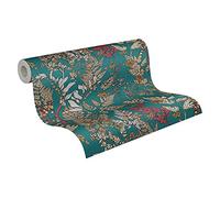 Architects Paper Papier Peints Fleuris Floral Impression intissé - 10,05m x 0,53m - Bleu Beige Jaune Fabriqué en Allemagne 377515 37751-5