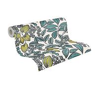 Architects Paper Papier Peints Fleuris Floral Impression intissé - 10,05m x 0,53m - Bleu Blanc Jaune Fabriqué en Allemagne 377551 37755-1