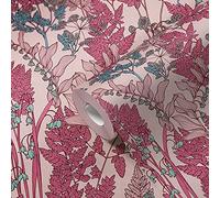 Architects Paper Papier Peints Fleuris Floral Impression intissé - 10,05m x 0,53m - Rosé Rouge Bleu Fabriqué en Allemagne 377518 37751-8