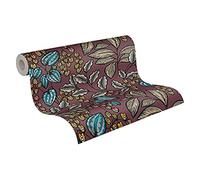 Architects Paper Papier Peints Fleuris Floral Impression intissé - 10,05m x 0,53m - Rouge Beige Bleu Fabriqué en Allemagne 377546 37754-6