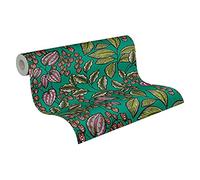 Architects Paper Papier Peints Fleuris Floral Impression intissé - 10,05m x 0,53m - Vert Rouge Violet Fabriqué en Allemagne 377547 37754-7