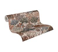 Architects Paper Papier Peints Jungle Floral Impression intissé - 10,05m x 0,53m - Beige Rouge Orange Fabriqué en Allemagne 377575 37757-5