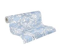 Architects Paper Papier Peints Jungle Floral Impression intissé - 10,05m x 0,53m - Gris Bleu Blanc Fabriqué en Allemagne 377566 37756-6