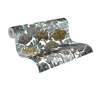 Architects Paper Papier Peints Jungle Floral Impression intissé - 10,05m x 0,53m - Vert Gris Jaune Fabriqué en Allemagne 377573 37757-3