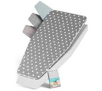 ARCOL Compatible pour Planche à Repasser Foppapedretti, Couverture de Rechange élastique avec Ressort, Housse de Repassage 100% Coton (Couverture + Mollet, Gris avec cœurs Blancs)