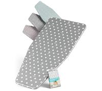 ARCOL Housse pour Planche à Repasser Foppapedretti, Housse de Rechange avec élastique, Fabriquée en Italie, Housse pour Planche à Repasser 100% Coton (Housse, Gris avec Cœurs Blancs)