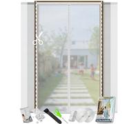 ARCOL Moustiquaire Magnétique pour Portes 155x260 cm Réglable en Largeur - Rideau Moustiquaire Porte Fenêtre avec Bandes Velcro, Moustiquaire Magnétique Porte Fenêtre Raccourcissable (Blanc)