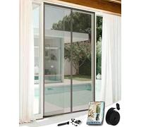 ARCOL Moustiquaire Porte Magnétique 140x240 cm en Fibre de Verre - Stop Moustiques en 3 min, Maille Ultra-Fine, Fermeture Auto Aimants & Lest, Bande Auto-Agrippante Large (Gris)