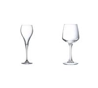 Arcoroc J1478 Flûte à Champagne Brio, Verre Ultra Transparent, 16 cl & Verre A Pied TREMPÉ LINEAL 25 CL