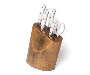 ARCOS 235024 1 Pcs. Set de cuisine 4 pcs. Série Riviera Blanc + Ciseaux + Bloc de bois