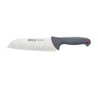 Arcos Couteau Santoku Alvéolé - Acier Inoxydable NITRUM 18 cm - Manche Ergonomique Antidérapant - Pour Viande, Poisson, Légumes - Série Colour Prof