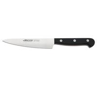 Arcos Couteau de Chef en Acier - Idéal pour Couper et Peler les Fruits et Légumes, Poignée Ergonomique en Polyoxyméthylène, Lame de 130 mm - Couleur Noire, Série Universelle