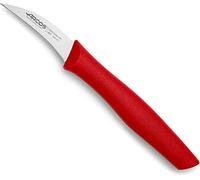 Arcos Couteau d'Office en Acier Inoxydable 60 mm - Poignée Ergonomique en Polypropylène, Idéal pour Couper, Peler et Nettoyer les Aliments - Rouge, Série Nova