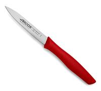 Arcos Couteau Mondador Acier Inoxydable NITRUM 10 cm - Pour Fruits et Légumes - Manche Antidérapant Rouge - Série Nova - Durabilité et Précision