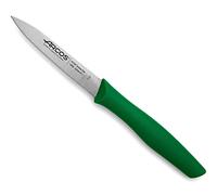 Arcos Couteau Mondador Acier Inoxydable NITRUM 100 mm - Pour Fruits et Légumes, Manche Ergonomique Polypropylène Vert - Série Nova