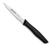 Arcos Couteau Mondador Serrated - Acier Inoxydable NITRUM 10 cm - Pour Fruits et Légumes - Manche Ergonomique Polypropylène Noir - Série Nova