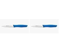 Arcos Couteau Mondador Serrated - Acier Inoxydable NITRUM 100 mm - Pour Fruits et Légumes - Manche Antidérapant Bleu - Série Nova (Lot de 2)