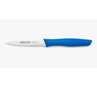 Arcos Couteau Mondador Serrated - Acier Inoxydable NITRUM 100 mm - Pour Fruits et Légumes - Manche Antidérapant Bleu - Série Nova