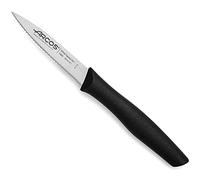 Arcos Couteau Mondador Serré - Acier Inoxydable NITRUM 85 mm - Pour Fruits et Légumes - Manche Polypropylène Noir - Série Nova
