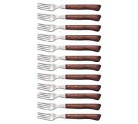Arcos Couteaux de Table - Boîte 12 pièces Fourchette à Steak - Acier Inoxydable 18/10 et 200 mm - Manche Bois Comprimé Couleur Brun (12 pcs)