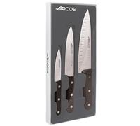 Arcos Ensemble de Couteaux 3 Pièces en Acier Nitrum - Couteau de Cuisine Professionnel avec Poignée Ergonomique en Polyoxyméthylène POM, Idéal pour la Cuisine - Couleur Noire, Série Universelle