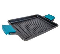 Arcos Grill Antiadherente Aluminium 34x26 cm - Compatible Toutes Cuisines, Poignées Silicone, Économie Énergie, Lavable Lave-vaisselle, Noir/Bleu, Série Thera