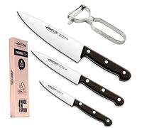 Arcos Jeu de couteaux de cuisine professionnels | Comprend éplucheur de pommes de terre | Couteaux de cuisine professionnelle et éplucheur pommes de terre | 4 pièces | Arcos Set couteaux | Manche noir