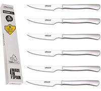 Arcos Lot de 6 couteaux à steak classiques avec manche plat Monobock Lame de 110 mm Couverts en acier inoxydable Boîte écologique (fil lisse)