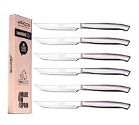Arcos Lot de 6 couteaux à steak en acier inoxydable Lame de 110 mm Manche rond et forme ovale Monobloc Boîte écologique Lame lisse