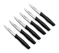 Arcos Lot de 6 Couteaux d'Office. Lame 100 mm Acier Inoxydable. Manche Polypropylène. Couteaux de Cuisine Éplucheurs. Compatible Lave-Vaisselle. Série Nova. Couleur Noire