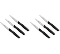 Arcos Lot de 6 Couteaux d'Office. Lame 100 mm Acier Inoxydable. Manche Polypropylène. Couteaux de Cuisine Éplucheurs. Compatible Lave-Vaisselle. Série Nova. Couleur Noire