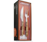 Arcos Mesa-Series set de couverts (6 couteaux + 6 fourchettes) -110 mm acier inoxydable nitrum -manche en bois marron pressé, 12 pcs.