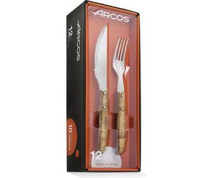 Arcos Mesa-Series set de couverts (6 couteaux + 6 fourchettes) -110 mm acier inoxydable nitrum -manche en bois marron pressé, 12 pcs.